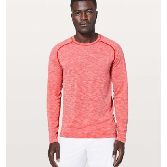Lululemon Metal Vent Tech Surge Men's Long Sleeve Bold Red / White Size Large - Picture 1 of 9